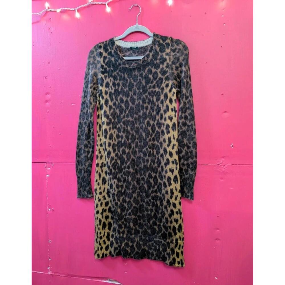 SOLD J CREW Leopard Animal Print Bodycon Sweater Dress M